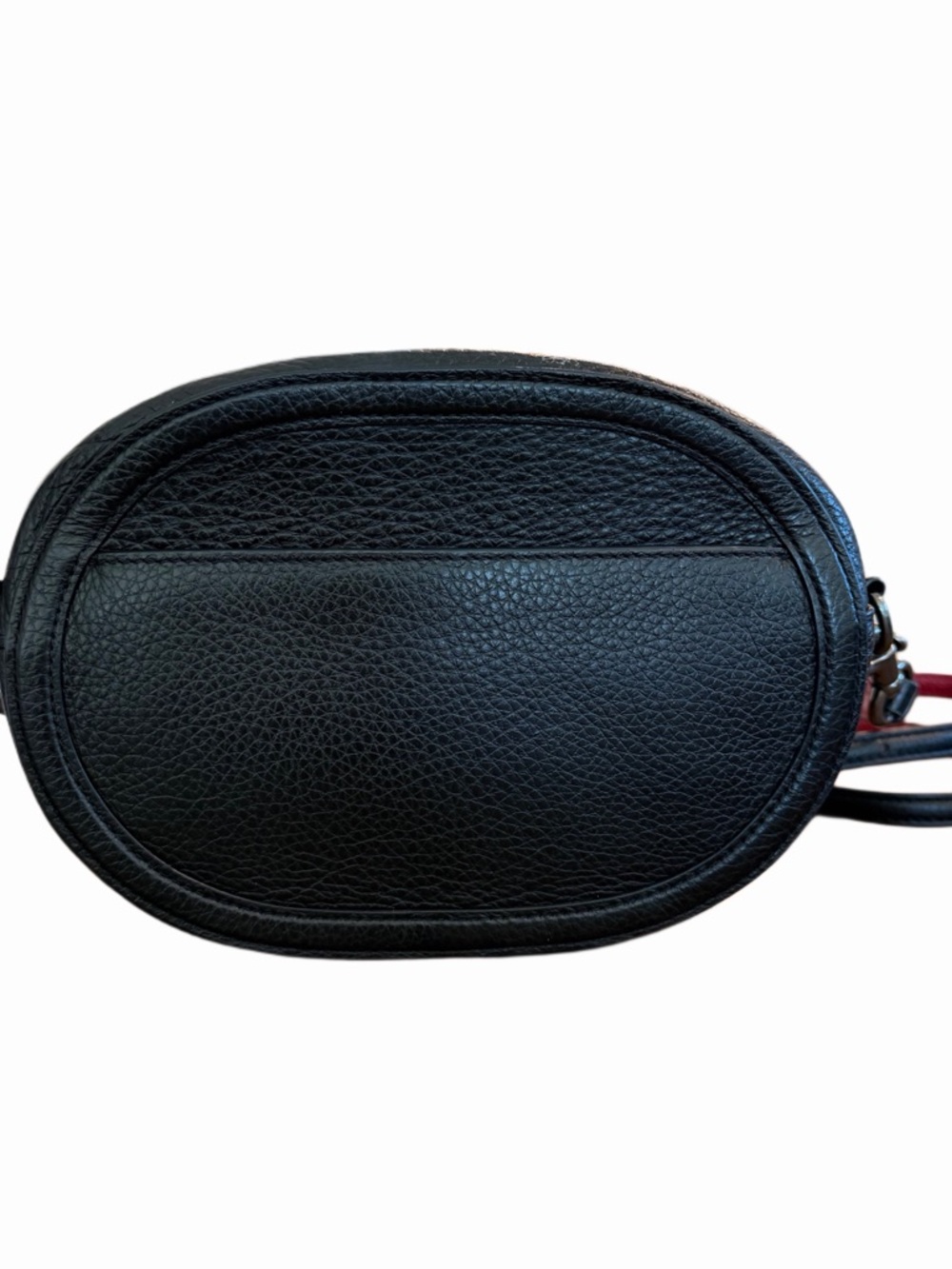 COACH Black Leather Oval Crossbody with Rainbow Coach Carriage Logo - Picture 2 of 3